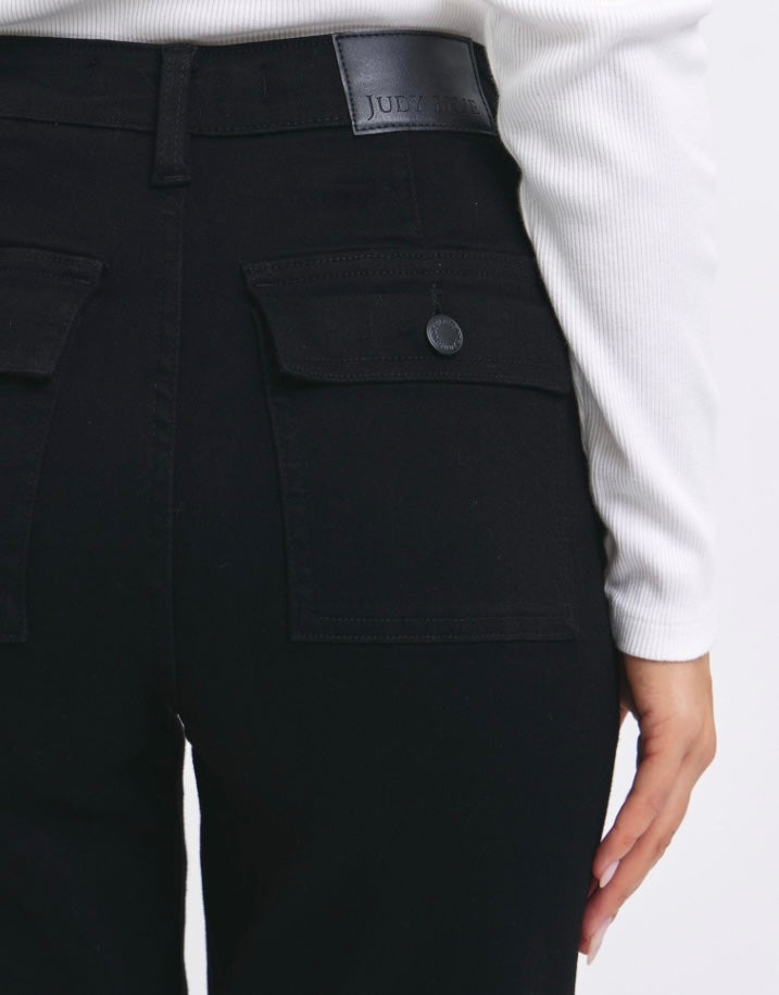 BLACK MEGAN HIGH WAIST CARGO CUFFED JOGGER