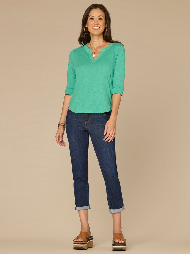 DEEP JADE ELBOW CUFF SLEEVE TOP
