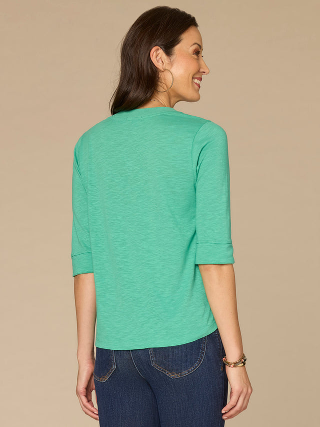 DEEP JADE ELBOW CUFF SLEEVE TOP