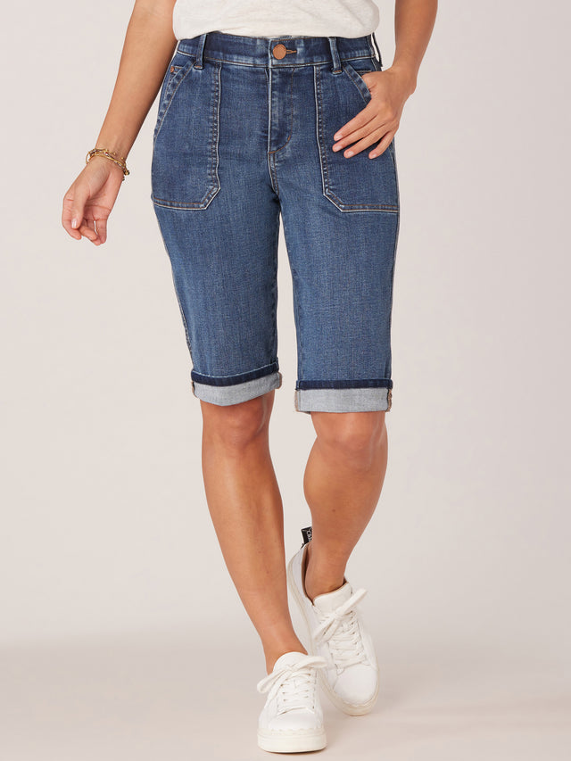 REPREVE HIGH RISE BERMUDA CUFFED SHORTS
