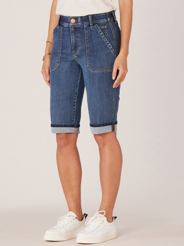 REPREVE HIGH RISE BERMUDA CUFFED SHORTS
