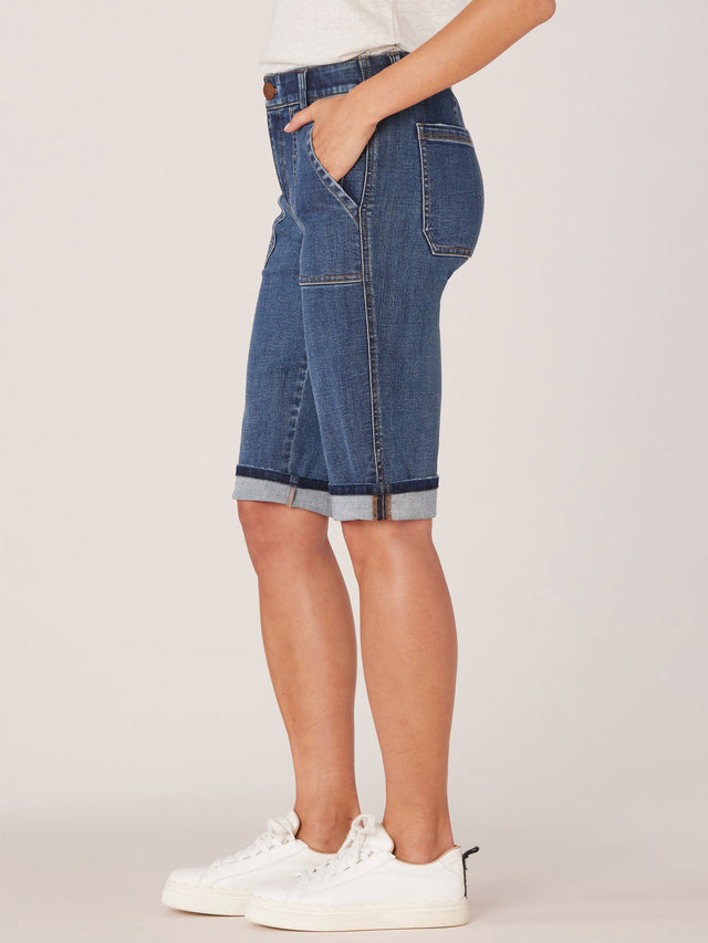 REPREVE HIGH RISE BERMUDA CUFFED SHORTS
