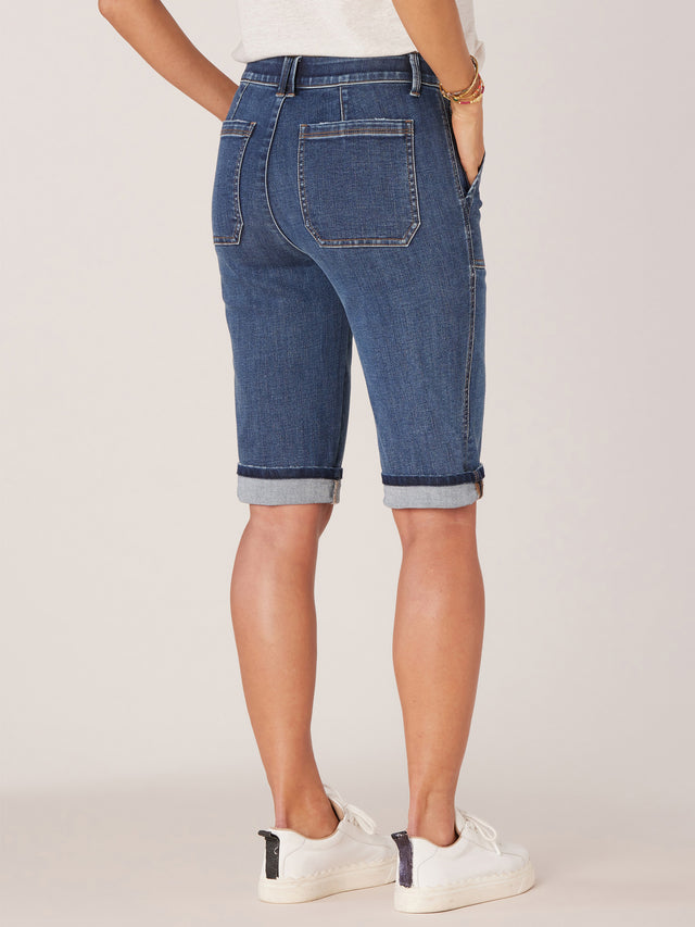 REPREVE HIGH RISE BERMUDA CUFFED SHORTS