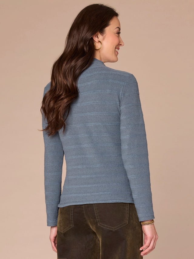 NEPTUNE BLUE SIDE RUCHED KNIT TOP