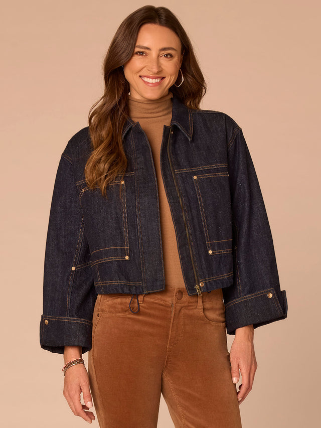 INDIGO DENIM BOMBER JACKET
