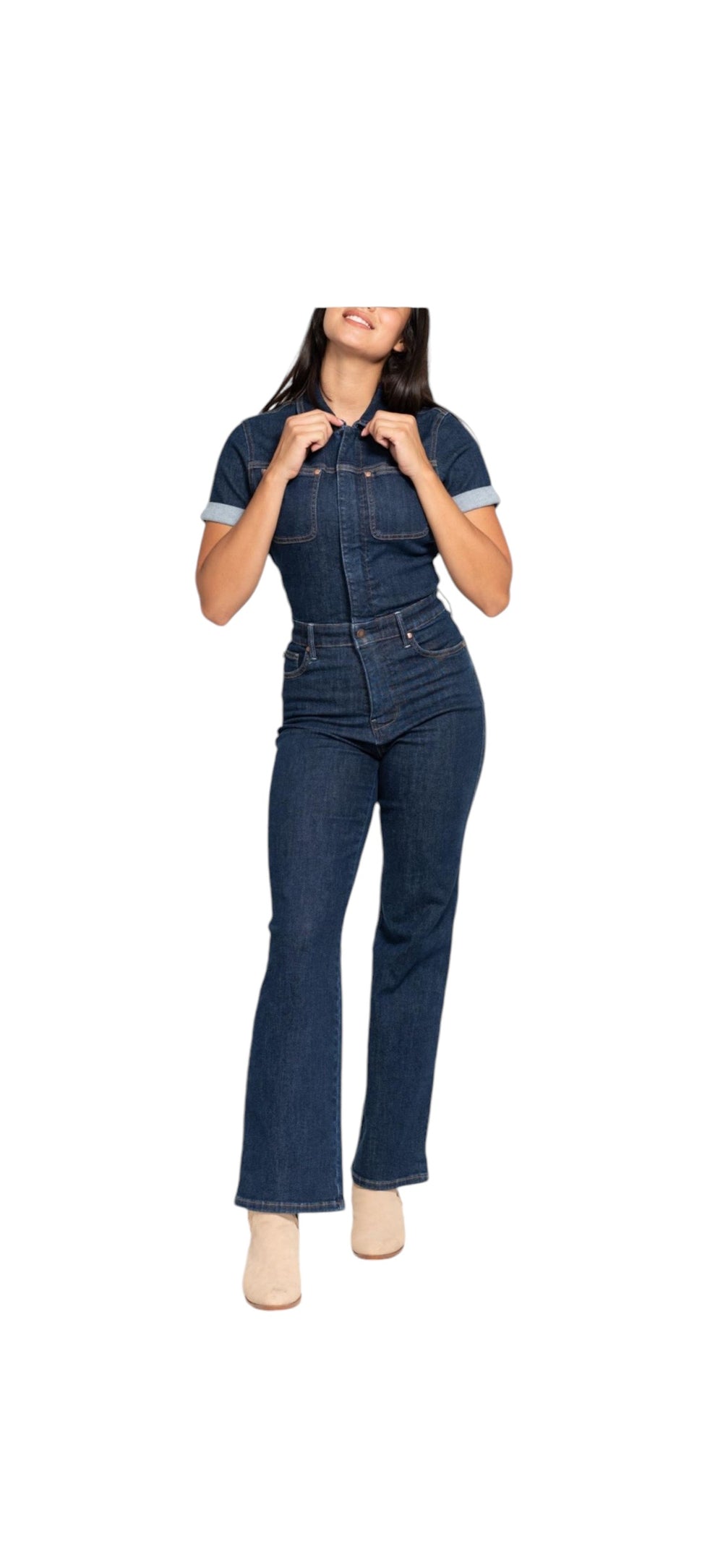 ZOE DENIM HIGH WAIST JUMPSUIT
