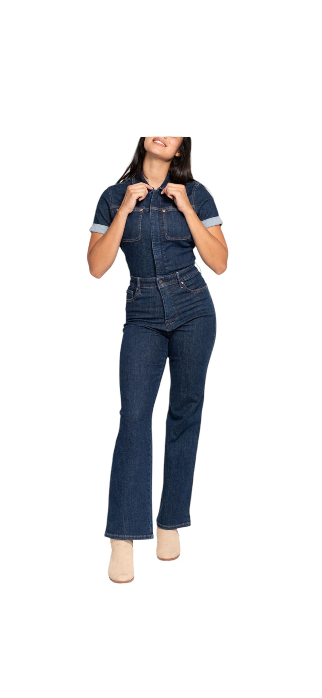 ZOE DENIM HIGH WAIST JUMPSUIT