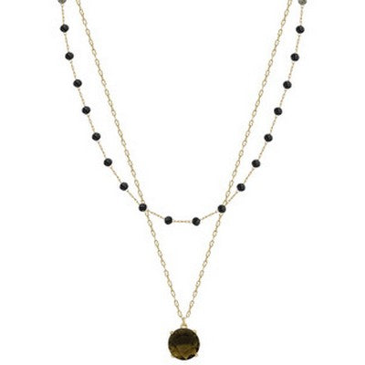 BASE BLACK DOUBLE STRAND PENDANT NECKLACE
