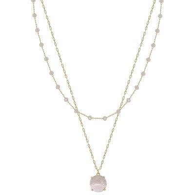 BASE PINK MULTI CHAIN NECKLACE