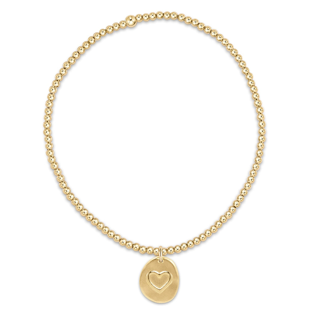 SMALL INSPIRE LOVE GOLD DISC 2MM BEAD BRACELET