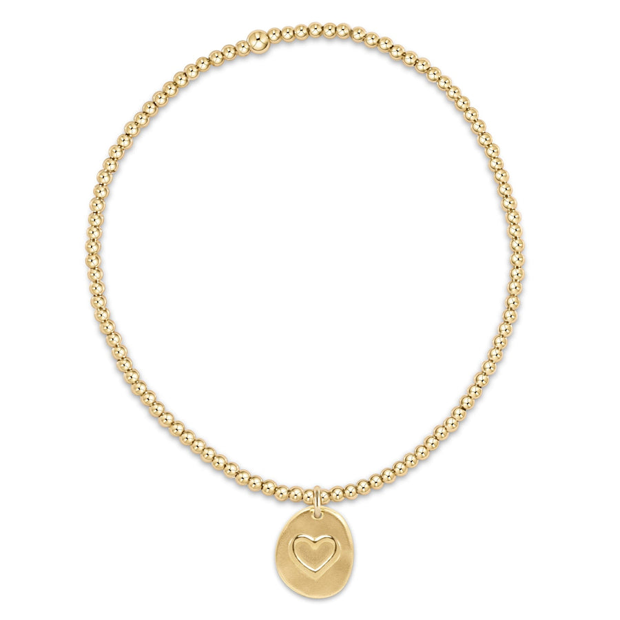 SMALL INSPIRE LOVE GOLD DISC 2MM BEAD BRACELET
