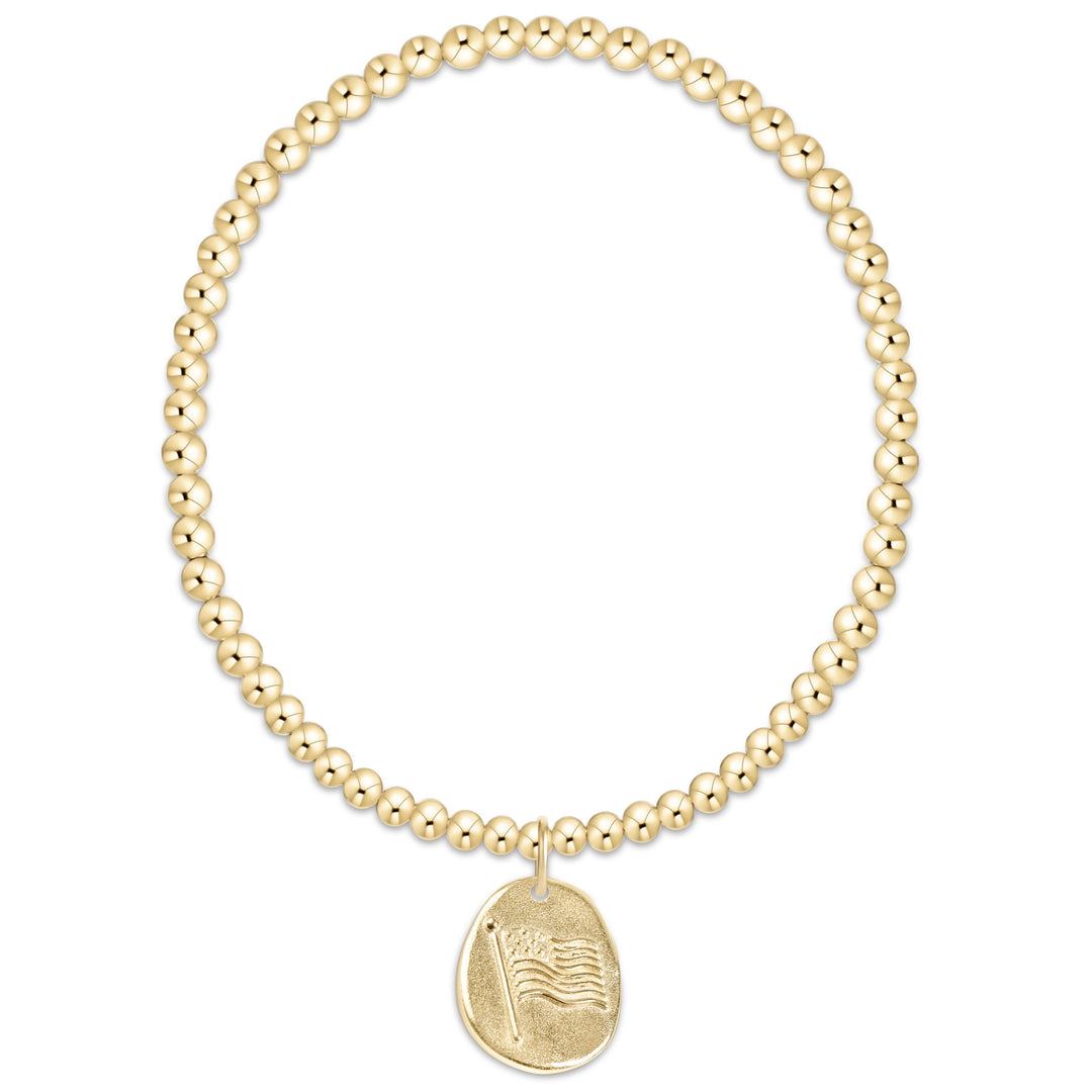 EXTENDS INSPIRE AMERICA GOLD DISC 3MM BRACELET