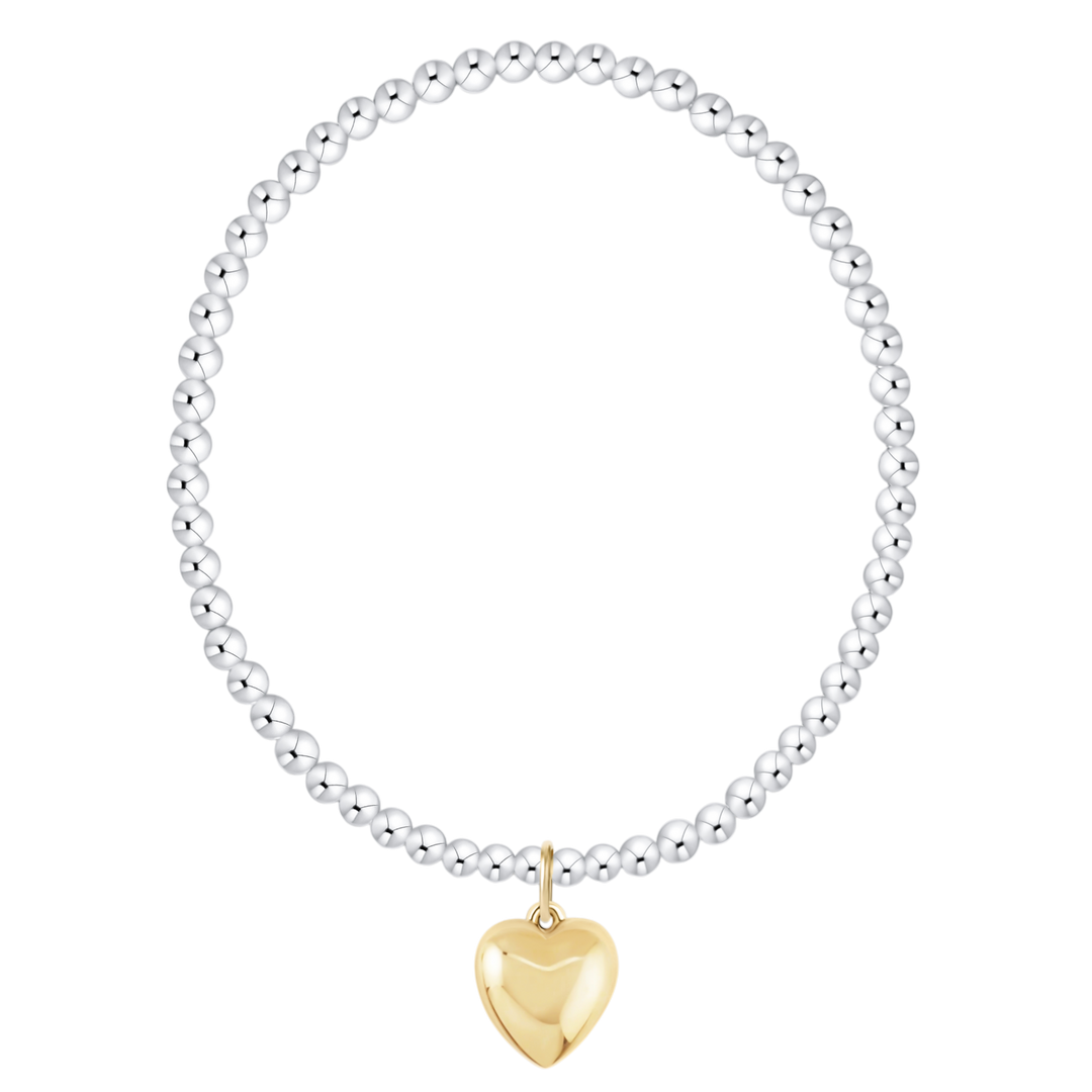 LOVE PLUSH CHARM MIXED METAL 3MM BRACELET