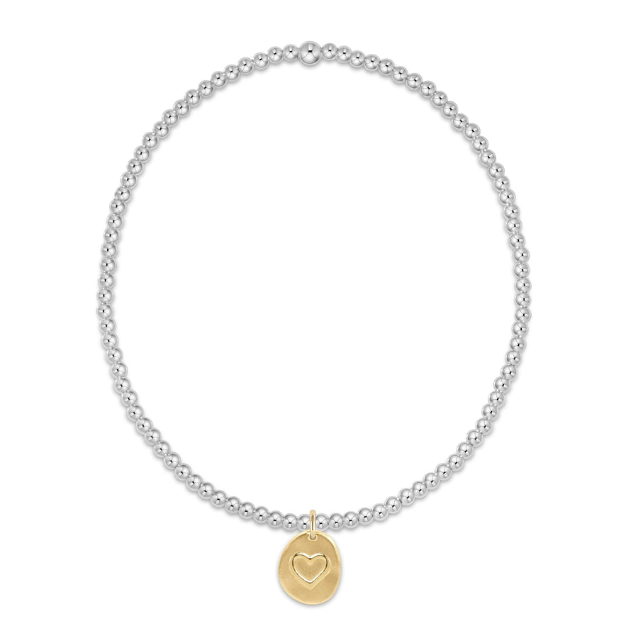 EXTENDS SMALL MIXED METAL INSPIRE LOVE 2MM BEAD BRACELET
