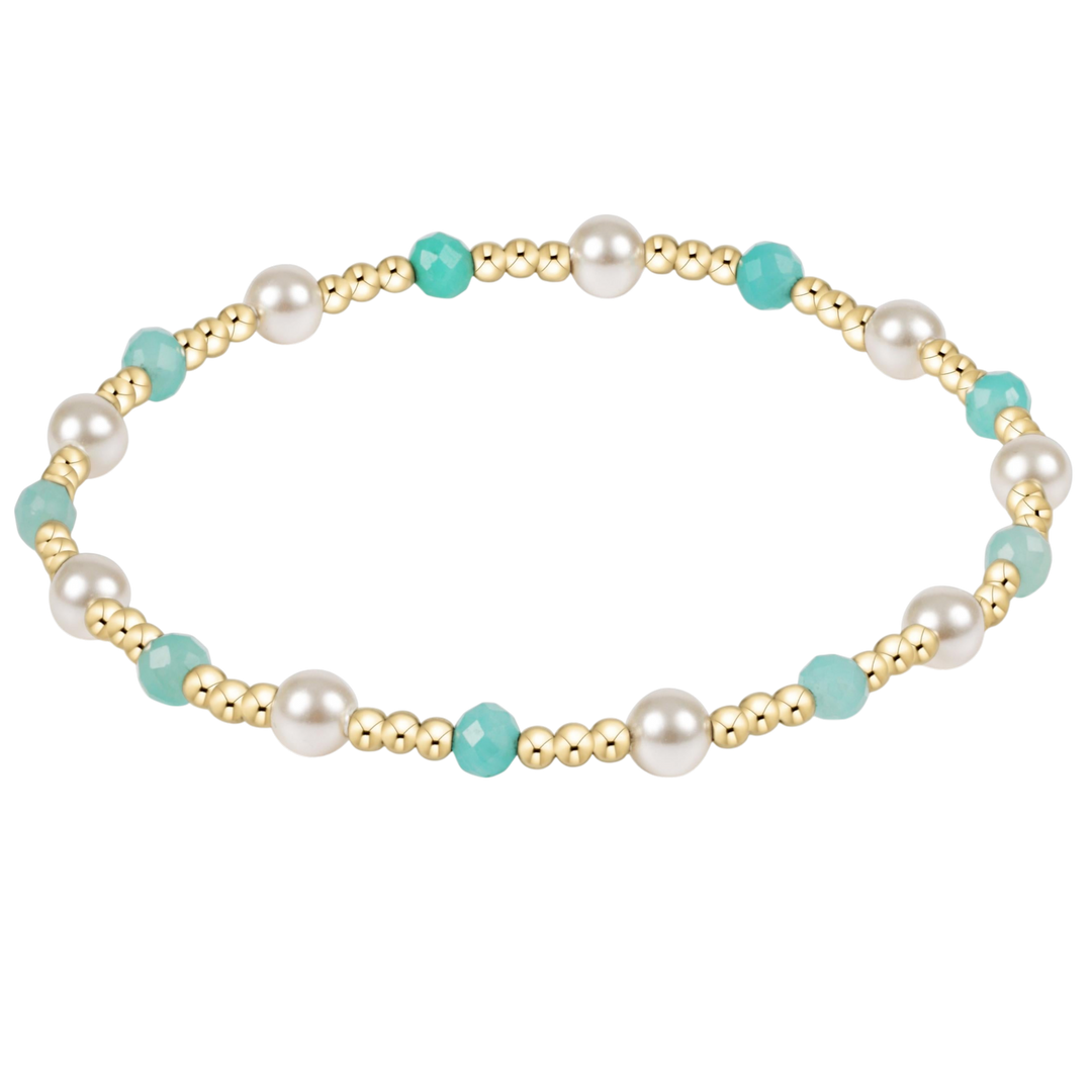 EXTENDS - AMAZONITE & PEARL SINCERITY 4MM GEM BRACELET