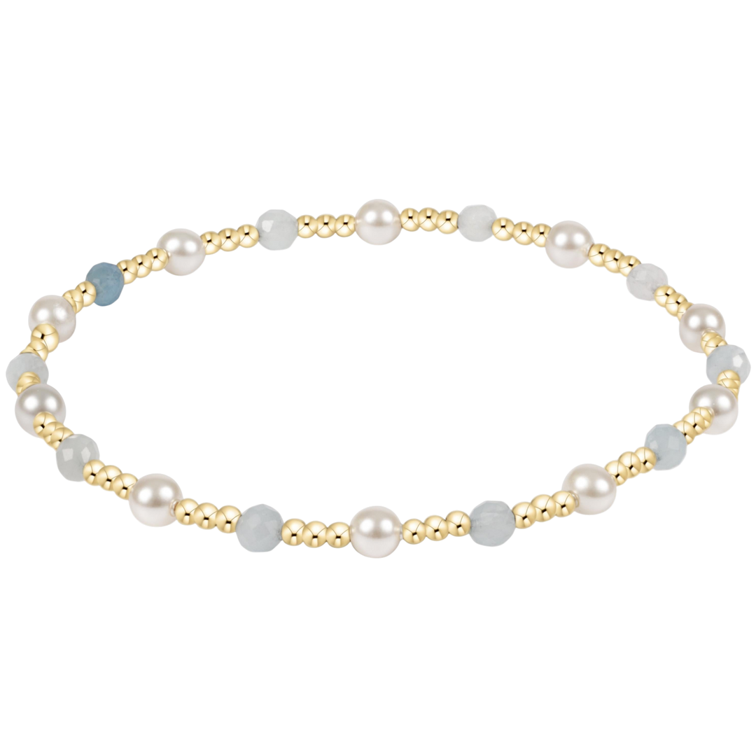 EXTENDS - AQUAMARINE & PEARL SINCERITY 4MM GEM BRACELET