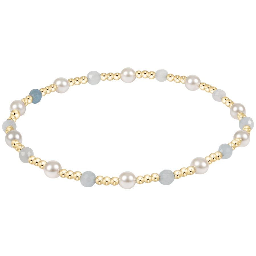 EXTENDS - AQUAMARINE & PEARL SINCERITY 4MM GEM BRACELET
