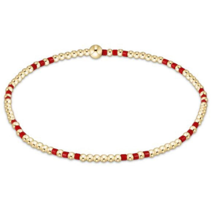 GAMEDAY BRIGHT RED HOPE JOY PATTERN 2MM BEAD BRACELET
