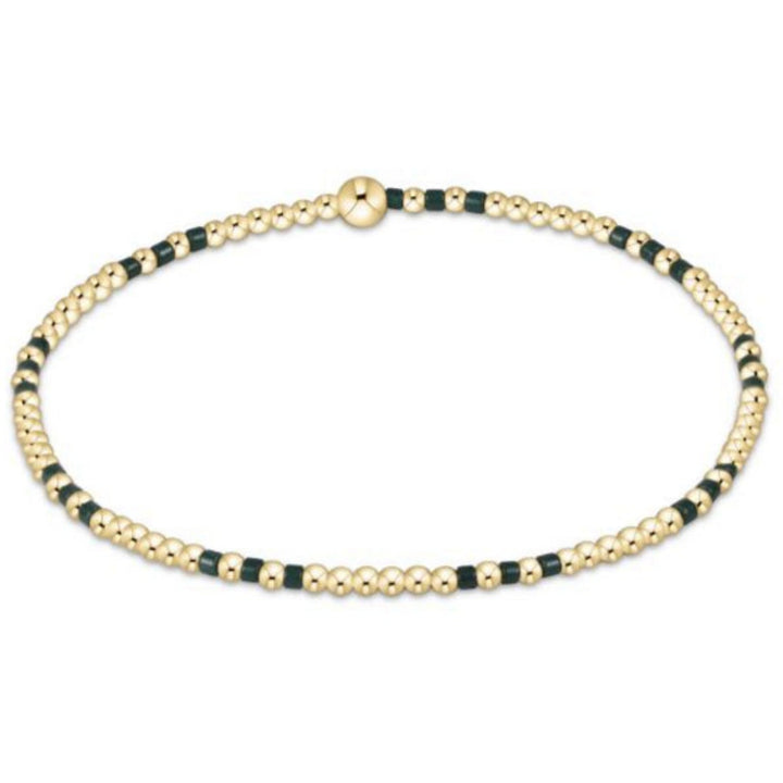 GAMEDAY DARK GREEN HOPE JOY PATTERN 2MM BEAD BRACELET
