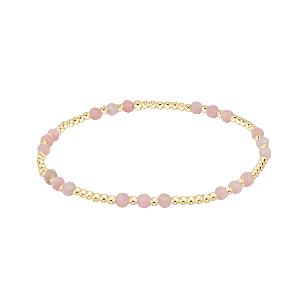 JOY PINK OPAL 3MM GEMSTONE GOLD BRACELET