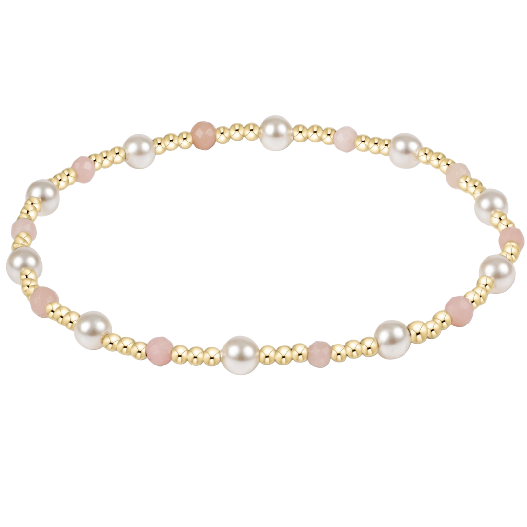 PINK OPAL & PEARL SINCERITY 4MM BEAD BRACELET