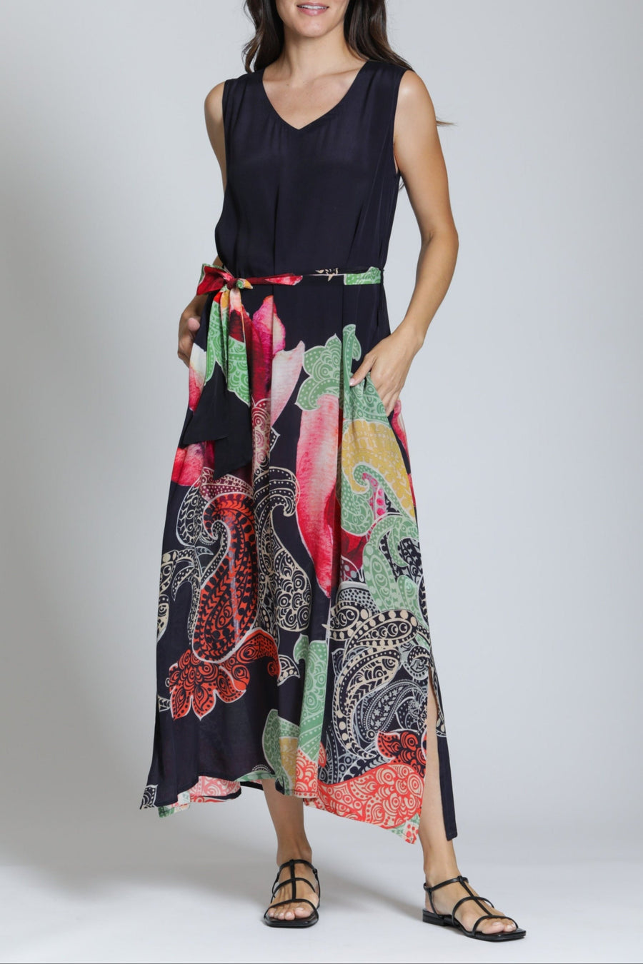 BOTANICAL PAISLEY FUSION LONG TANK DRESS
