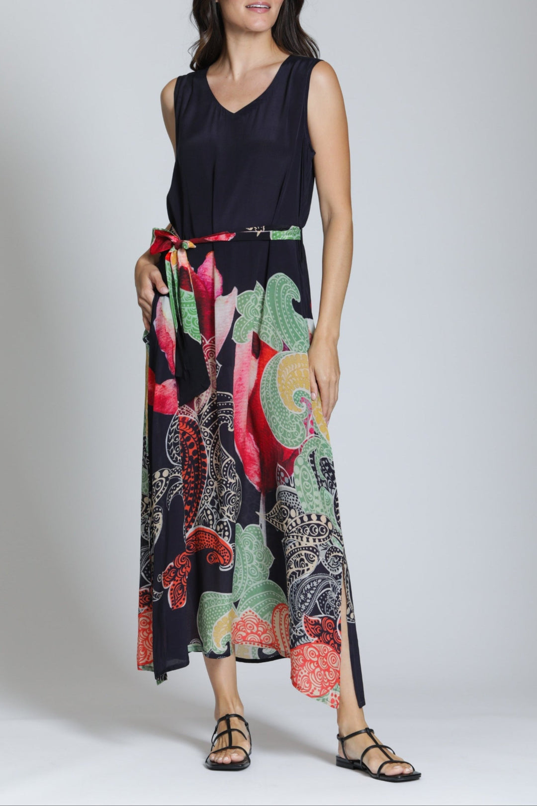BOTANICAL PAISLEY FUSION LONG TANK DRESS