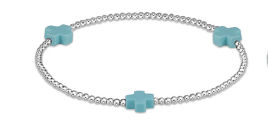 Sterling & Turquoise Signature Cross 2mm Bead Bracelet
