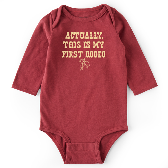 FIRST RODEO WOODCUT LONG SLEEVE ONESIE