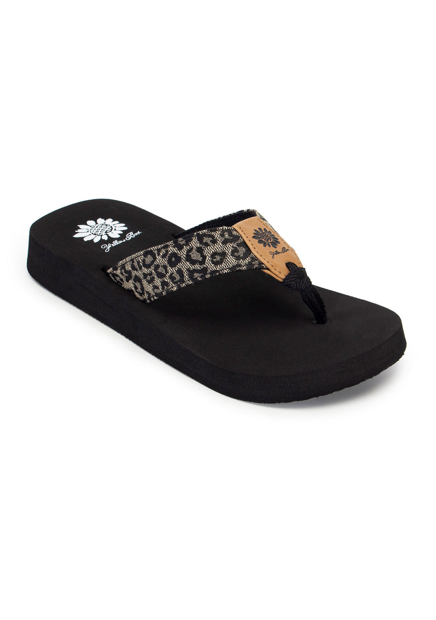UMBRA BLACK ANIMAL PRINT FLIP FLOPS

