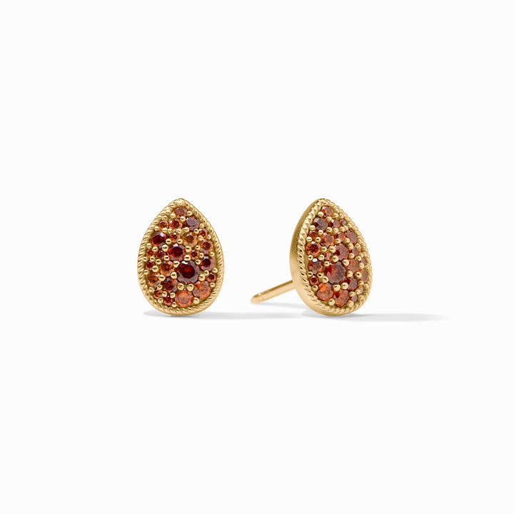GARNET PAVE TEARDROP STUD EARRINGS