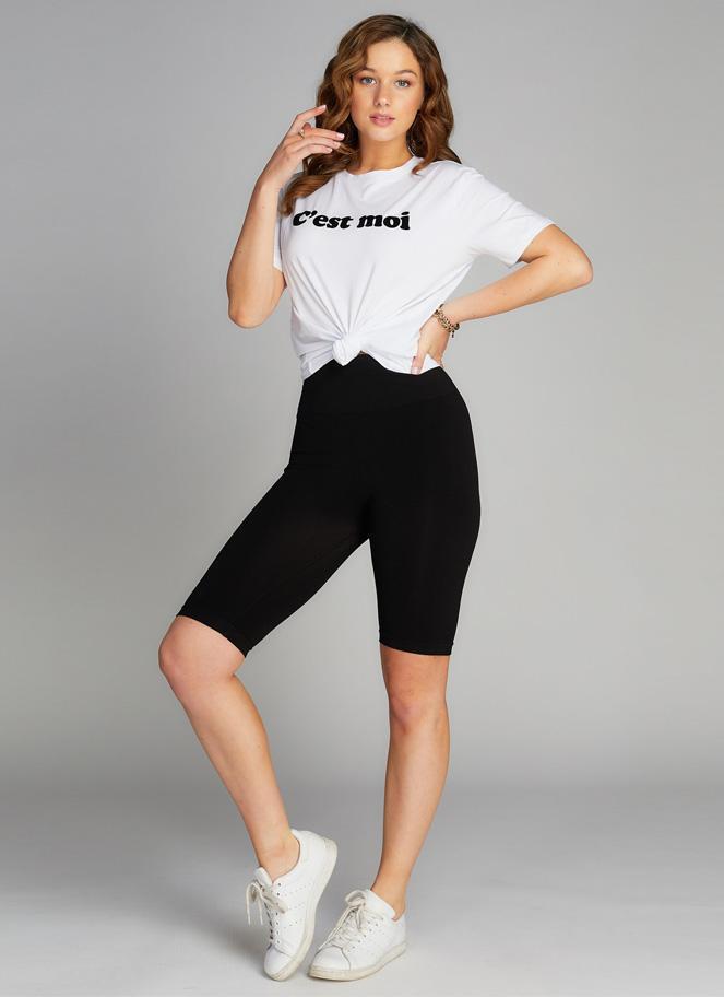 BLACK HIGH WAISTED LONG BIKE SHORTS
