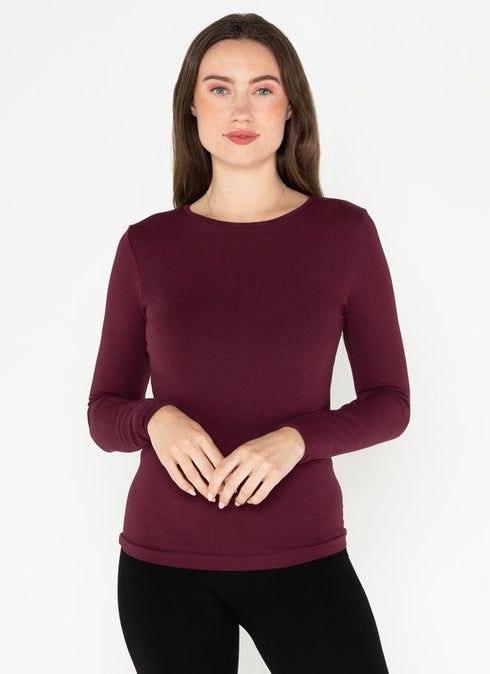 BORDEAUX BAMBOO LONG SLEEVE CREW
