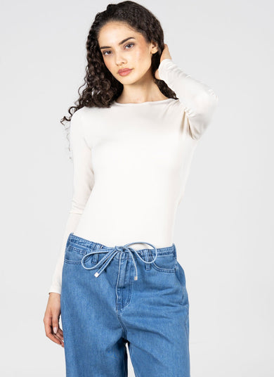 IVORY BAMBOO LONG SLEEVE CREW

