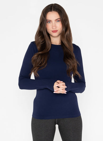 NAVY LONG SLEEVE BAMBOO CREW