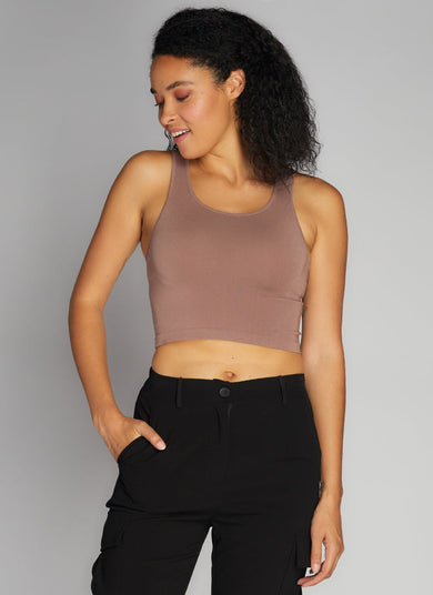 MOCHA BAMBOO CROP TANK
