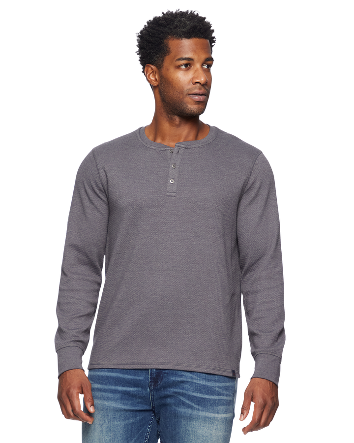 MEN'S CHATSWORTH CHARCOAL WAFFLE HENLEY