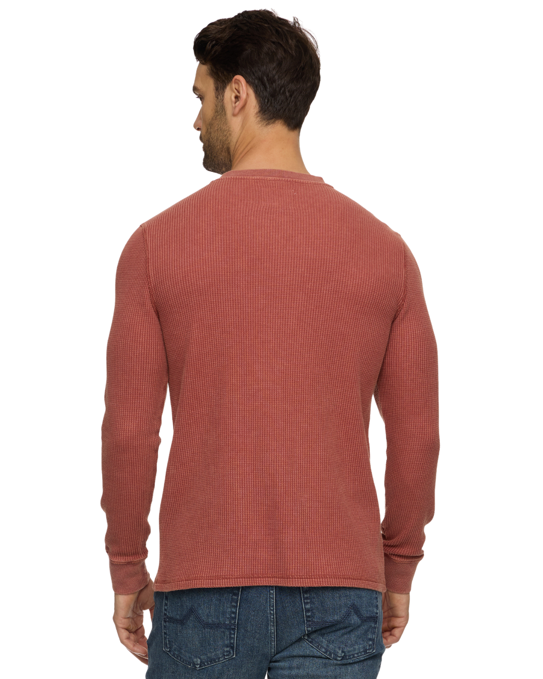 MEN'S BURNT ORANGE SOFT WAFFLE HENLEY