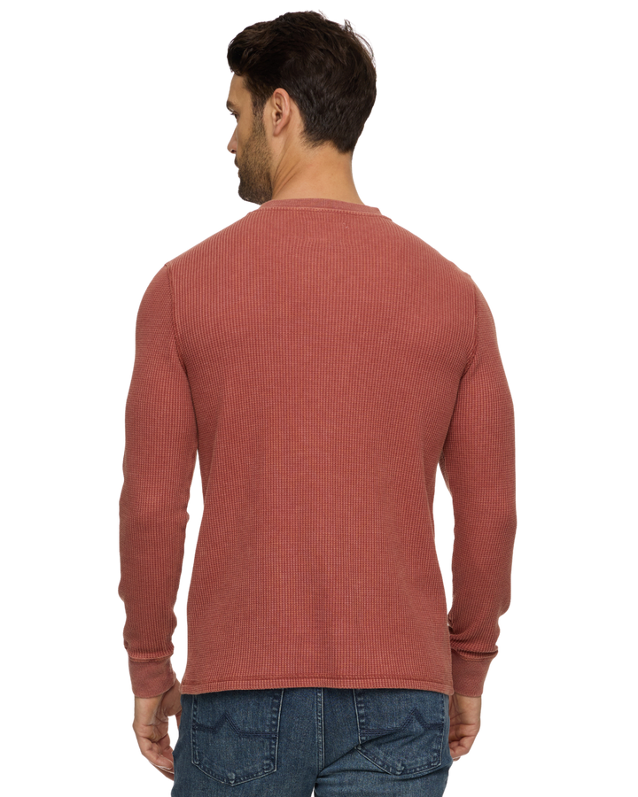 MEN'S BURNT ORANGE SOFT WAFFLE HENLEY