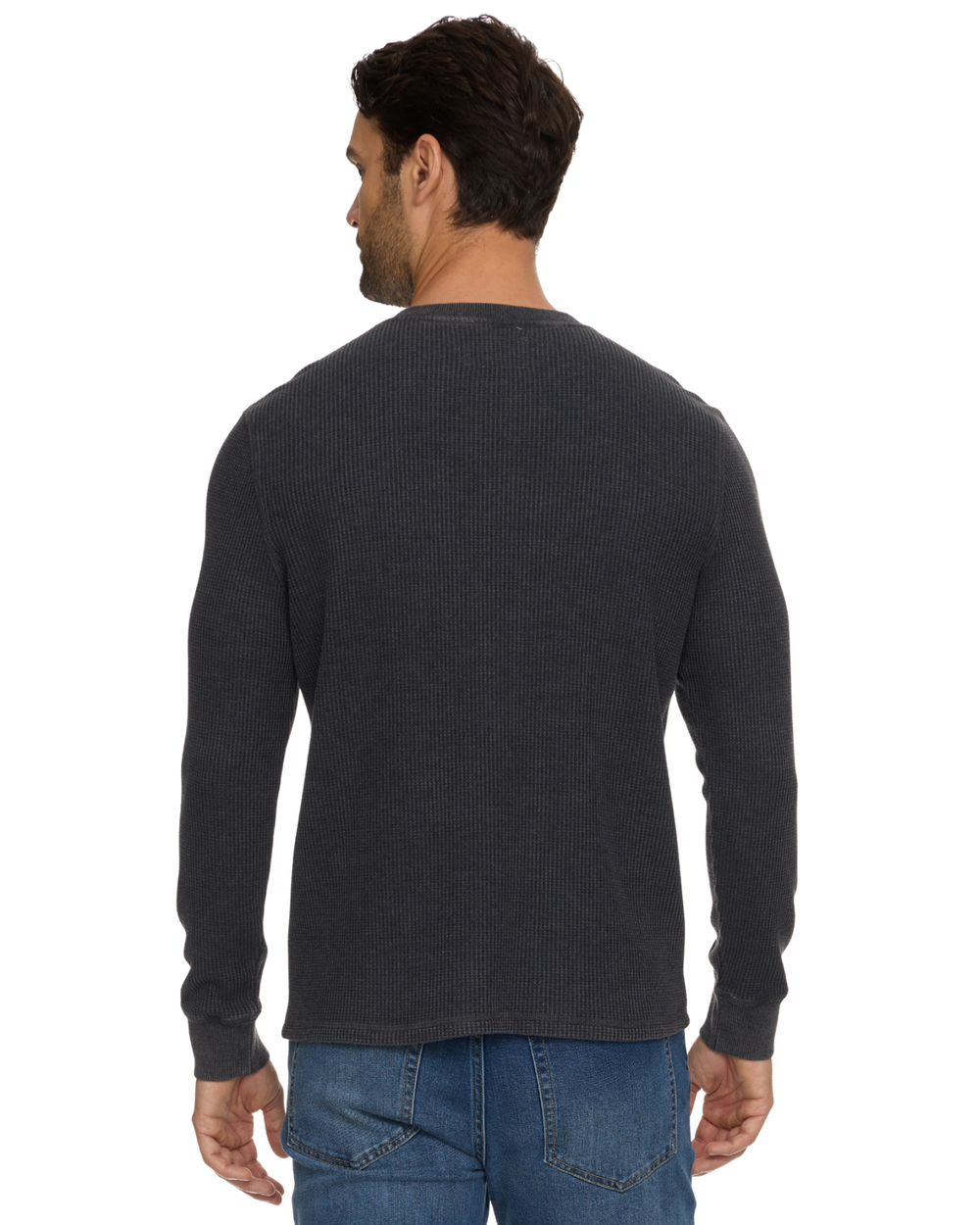 MEN'S CHARCOAL VINTAGE SOFT WAFFLE HENLEY
