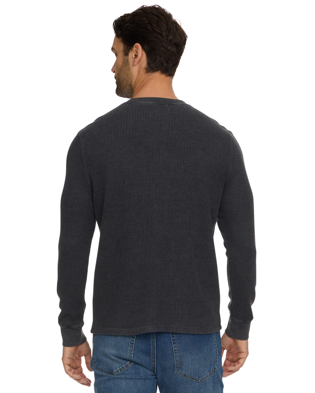 MEN'S CHARCOAL VINTAGE SOFT WAFFLE HENLEY