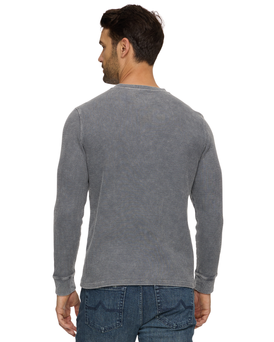 MEN'S LIGHT GREY VINTAGE SOFT WAFFLE HENLEY