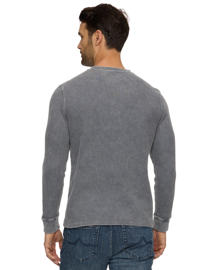 MEN'S LIGHT GREY VINTAGE SOFT WAFFLE HENLEY