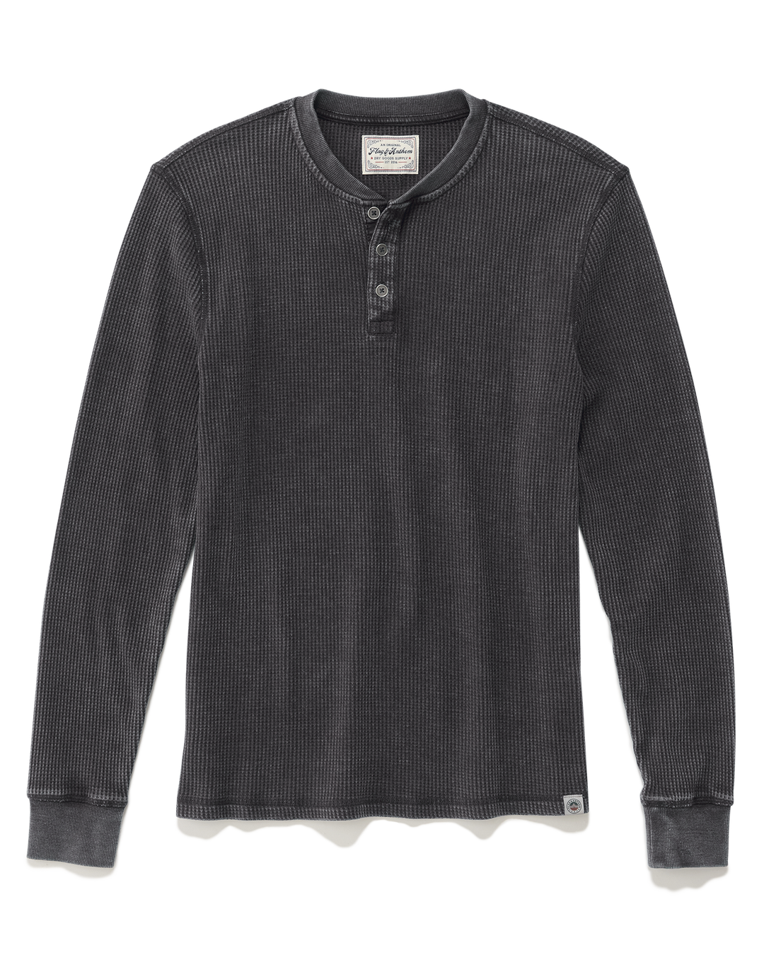 MEN'S CHARCOAL VINTAGE SOFT WAFFLE HENLEY