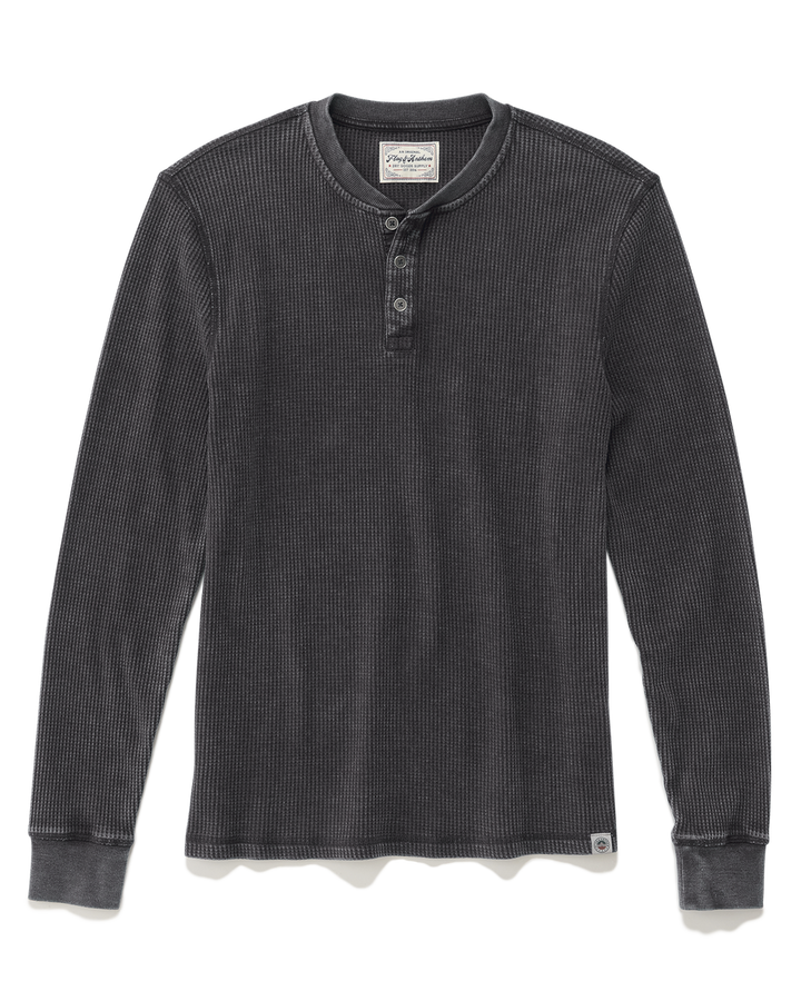 MEN'S CHARCOAL VINTAGE SOFT WAFFLE HENLEY
