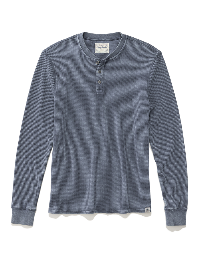 MEN'S LIGHT GREY VINTAGE SOFT WAFFLE HENLEY