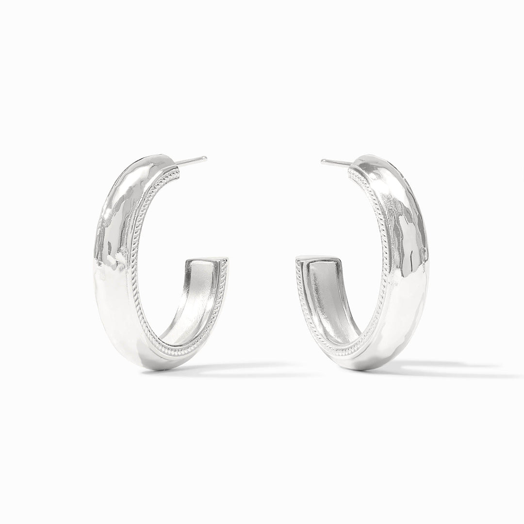 CANNES MEDIUM SILVER HOOP EARRINGS