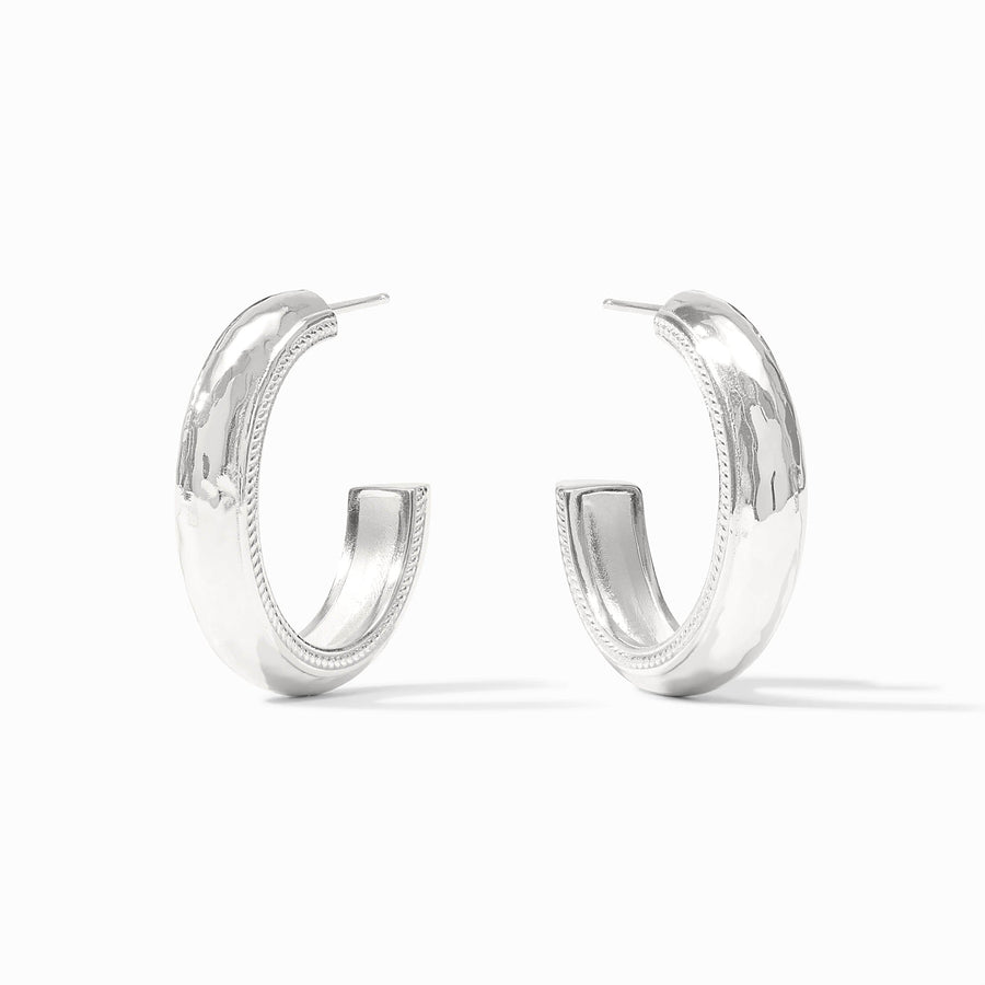 CANNES MEDIUM SILVER HOOP EARRINGS
