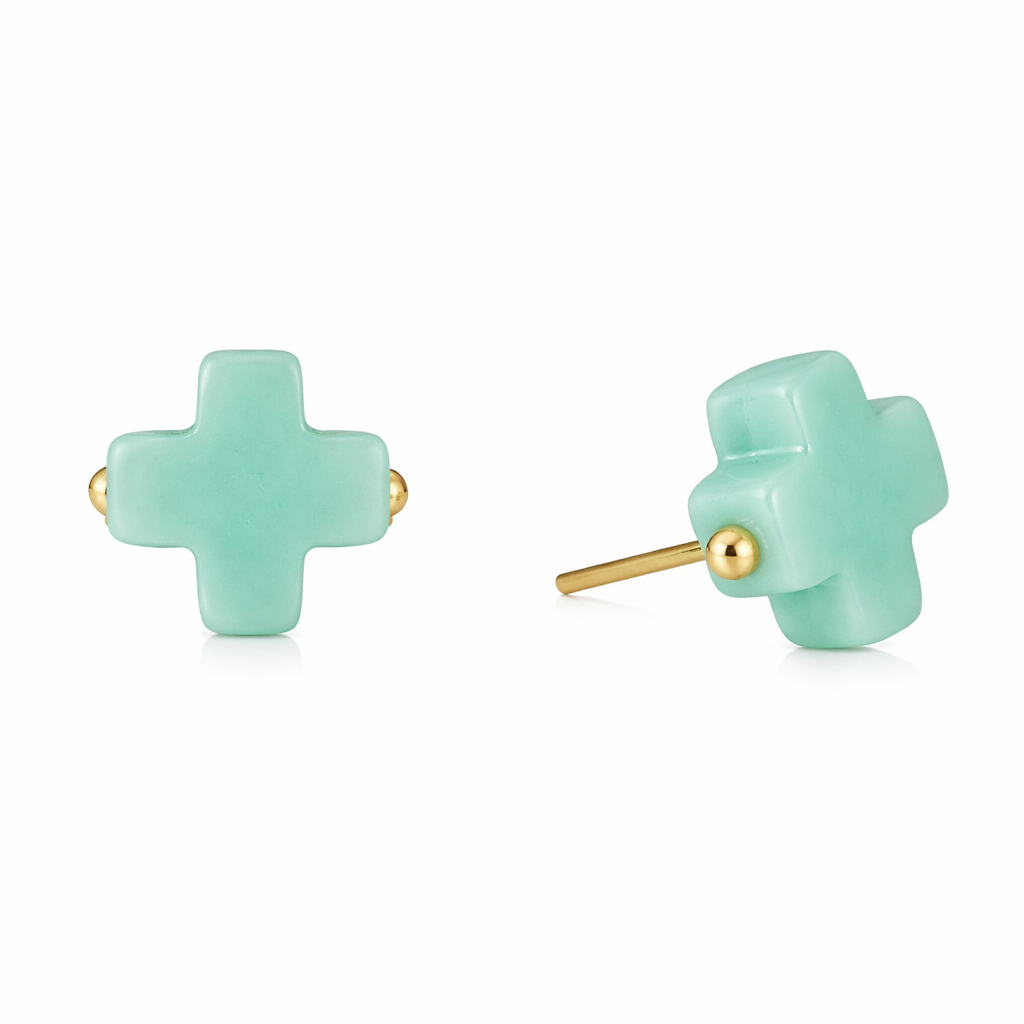 MINT SIGNATURE CROSS STUD EARRINGS