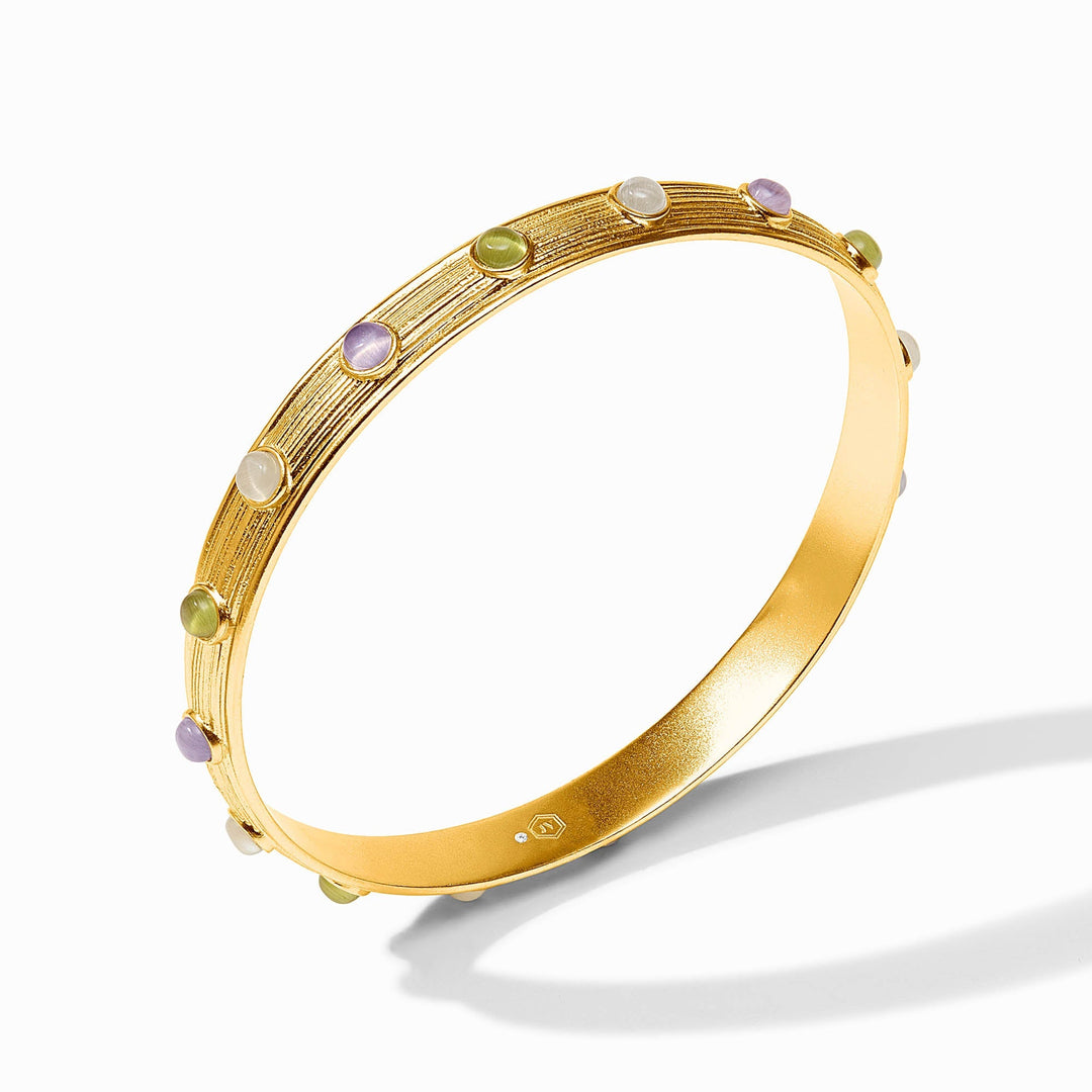 GOLD MULTI STONE CAT'S EYE COBBLESTONE BANGLE